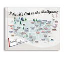 Baseball 8 x 10 Pro Sports Stadium Maps with Travel Pins | 8x10, 11x14 OR 16x20 Canvas