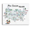 Soccer 8 x 10 Pro Sports Stadium Maps with Travel Pins | 8x10, 11x14 OR 16x20 Canvas