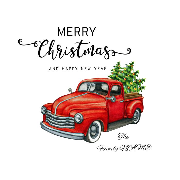 Vintage Christmas Chevy Red truck Square Pillow cover