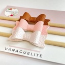 Shades of Blush Baby Girl Hair Bows Headbands, Set of 3 Vegan Leather Mini Bows