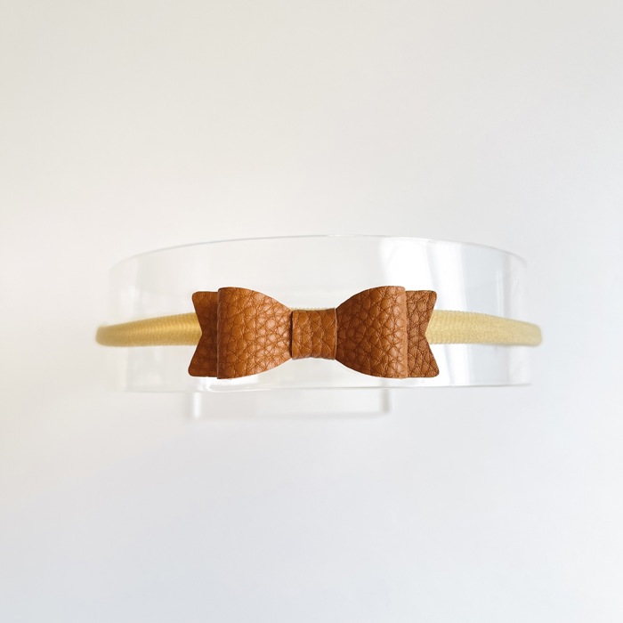 Baby Girl Hair Bows Headbands, Set of 3 Vegan Leather Mini Bows