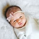Mauve - Navy Baby Girl Hair Bows Headbands, Set of 3 Vegan Leather Mini Bows