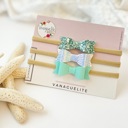 Ocean Baby Girl Hair Bows Headbands, Set of 3 Vegan Leather Mini Bows