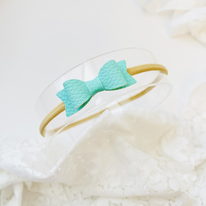 Baby Girl Hair Bows Headbands, Set of 3 Vegan Leather Mini Bows