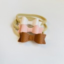 Shades of Blush Baby Girl Hair Bows Headbands, Set of 3 Vegan Leather Mini Bows