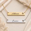 Silver Personalized Name Bar Necklace | Engraved Christian Jewelry, Faith Gift for Her