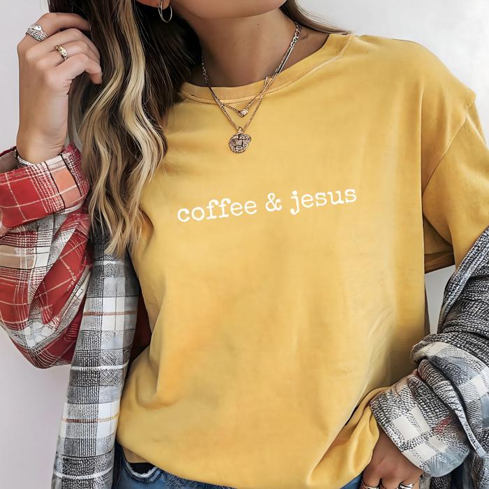 Coffee & Jesus Christian Faith Oversized Comfort Colors Graphic T-Shirt