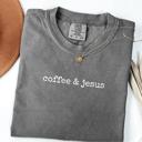 Small Pepper Coffee & Jesus Christian Faith Oversized Comfort Colors Graphic T-Shirt