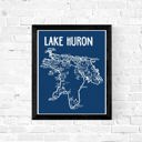 Lake Huron Blue Blue Great Lakes Map Prints