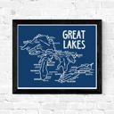 Great Lakes Blue Great Lakes Map Prints