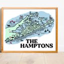 The Hamptons Map Color Multi Vacation Map Prints