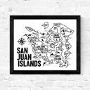 San Juan Islands Map Black and White White Vacation Map Prints