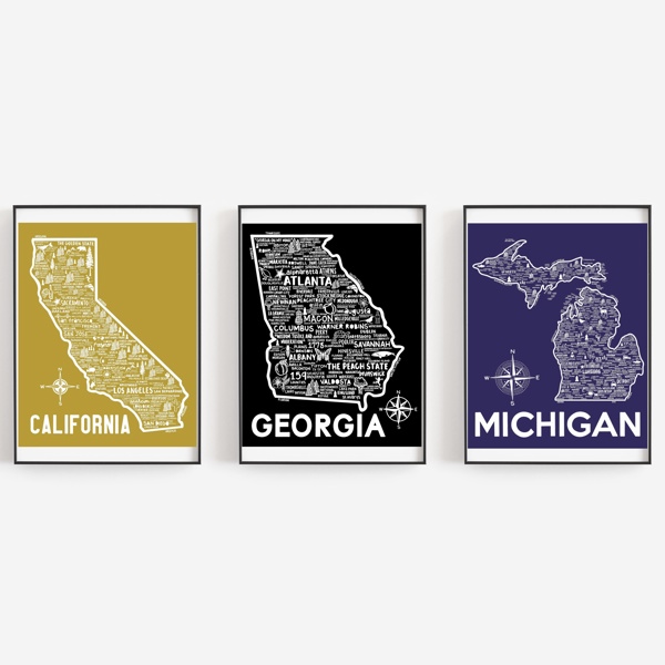 Pick A State Map State Map Print | 3 Colors | VeryJane.com