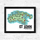 St John Map Color Multi Vacation Map Prints