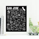 San Jose Black City Map Prints | 3 Colors