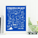 Virginia Beach Blue City Map Prints | 3 Colors