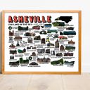 Asheville Multi City Map Prints | 3 Colors