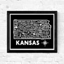 Kansas Black State Map Print | 3 Colors