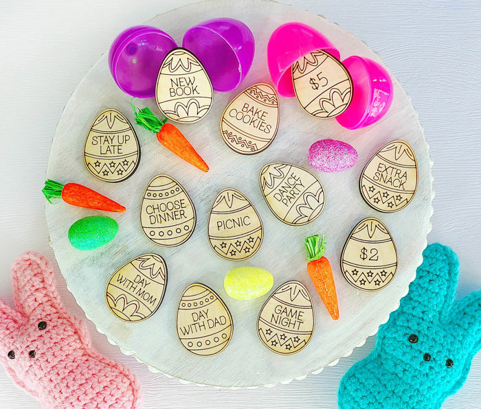 Wooden Easter Egg Reward Tokens, Kids Egg Hunt Prizes