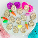 24-Piece Unfinished Wooden Easter Egg Reward Tokens, Kids Egg Hunt Prizes