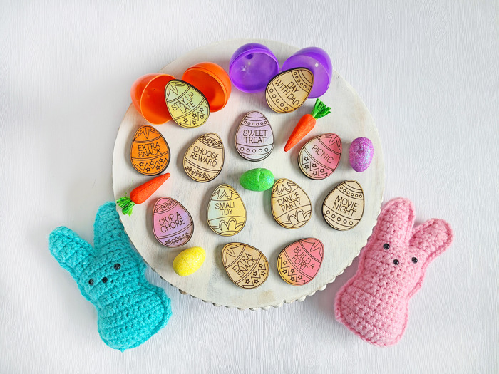 Wooden Easter Egg Reward Tokens, Kids Egg Hunt Prizes