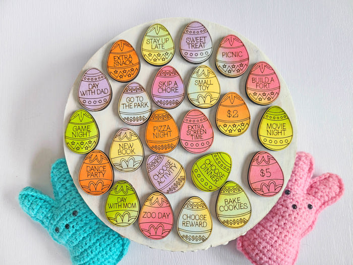 Wooden Easter Egg Reward Tokens, Kids Egg Hunt Prizes