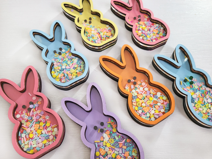 Peep Bunny Shaker Sign, Easter Shelf Decor, Tiered Tray Accent, Spring Home Decoration