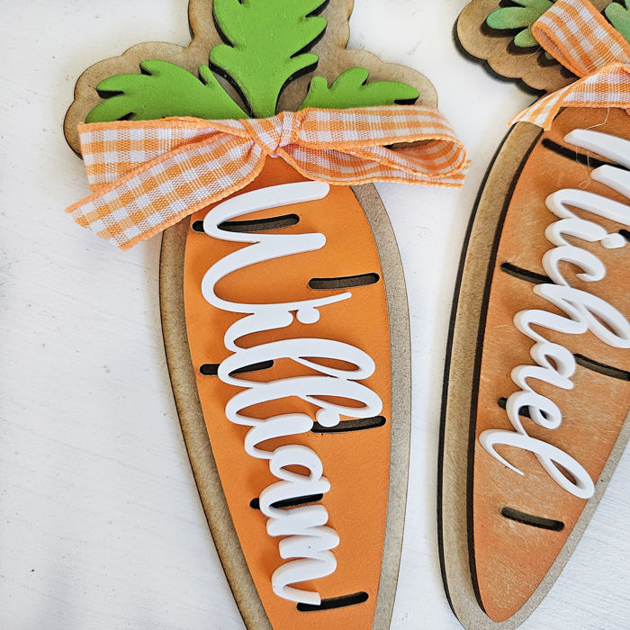 Personalized Kids Carrot Easter Basket Tag: Wooden Laser Cut Name Tag