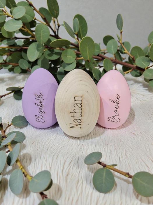 Personalized Wooden Easter Egg: Engraved Name, Kids Easter Decor