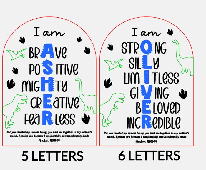 Personalized Kids Affirmation Sign | Dinosaur Kids Room Sign | Nursery Decor Plaque | Children's Name Decor | Psalm 139