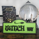  Halloween Street Sign Wood Home Decor | Halloween Table Decor | Tiered Tray Sign | Spooky Shelf Sitter