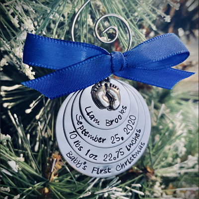 Personalized baby’s first Christmas ornament 