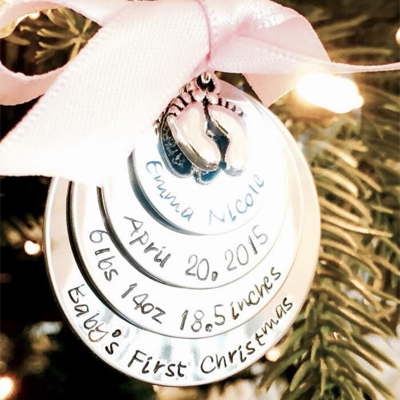 Personalized baby’s first Christmas ornament new baby gift baby ornament custom ornament birth stats