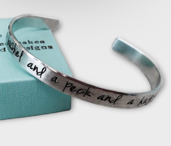 I love you a bushel and a peck and a hug around the neck cuff bracelet personalized jewelry name bracelet gift for her daughters birthday moms birthday