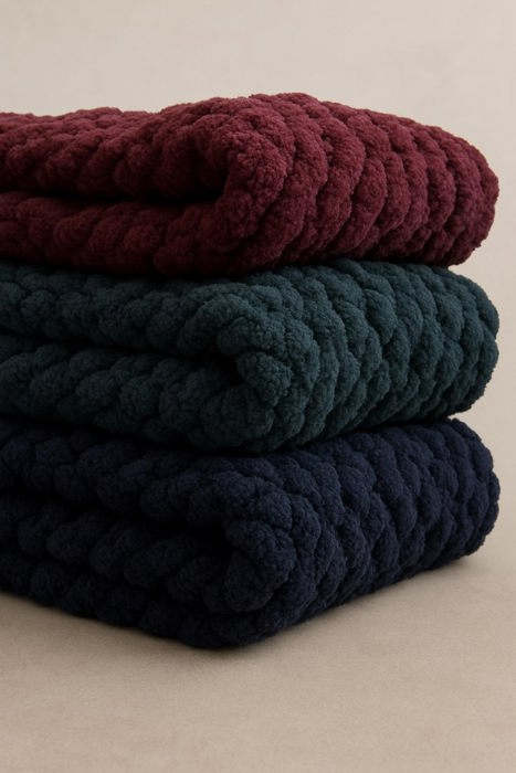 Handmade Baby Blanket Chunky Knit Blanket in your choice of color