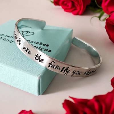Friends are the Family you choose cuff bracelet personalized cuff bracelet best friends jewelry gift for her hand stamped jewelry