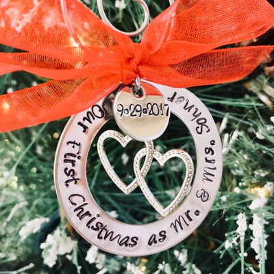 Personalized First Christmas Married Ornament Our First Christmas as Mr and mrs wedding gift Christmas ornament bridal shower gift Christmas tree ornament