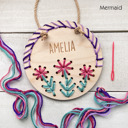 Mermaid Wooden Flower Door Hanger - Personalized Yarn Craft Kit