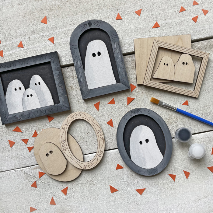 Ghost Frames Decorating Craft - Paint and Brushes Included - Set of 5 Frames