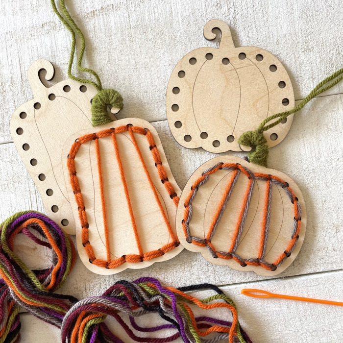 Halloween Yarn Shapes - Boo Basket Crafts for Kids