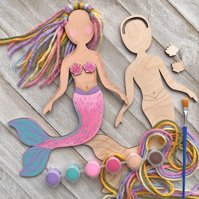 Mermaid Craft Kit with Pastel Rainbow Hair