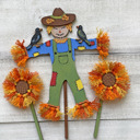  Scarecrow & Sunflowers Fall Craft - Paint and Brushes Included