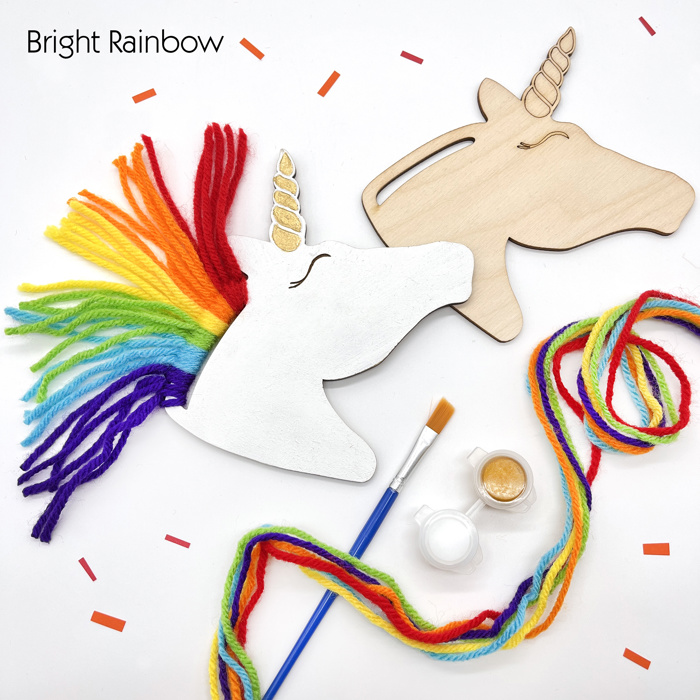 Rainbow Unicorns Kid Craft - Paint and Yarn Included - Pastel, Neon and Bright Colors 