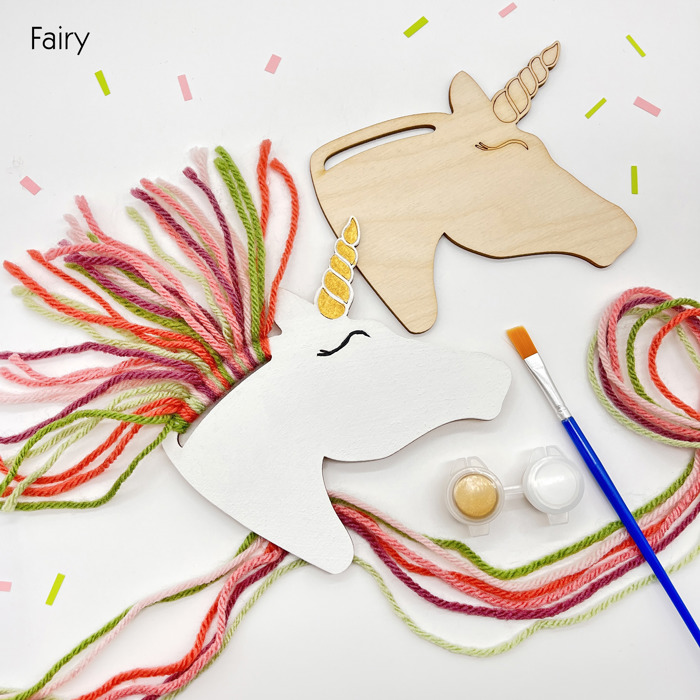 Rainbow Unicorns Kid Craft - Paint and Yarn Included - Pastel, Neon and Bright Colors 