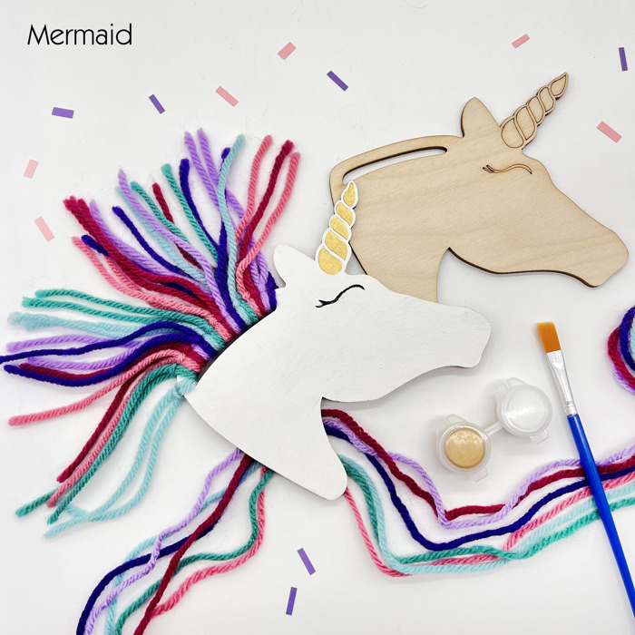 Rainbow Unicorns Kid Craft - Paint and Yarn Included - Pastel, Neon and Bright Colors 