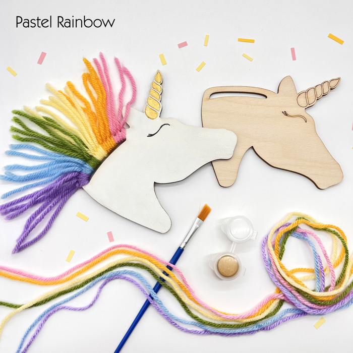Rainbow Unicorns Kid Craft - Paint and Yarn Included - Pastel, Neon and Bright Colors 