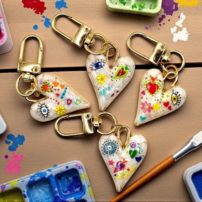 Artistic Colorful Heart Keychain & Bag Charm