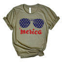 Small Olive Merica Glasses Graphic Tee, Bella Canvas Tee
