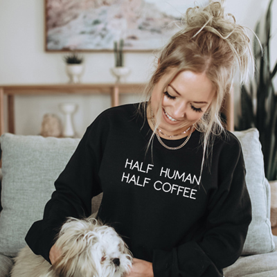 Half Human Half Coffee Sweatshirt, Coffee Lover Sweatshirt, Favorite Drink