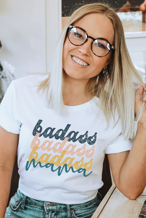 Badass Mama Graphic Tee, Funny T-shirt, Mom Tee, Bella Canvas, Humor